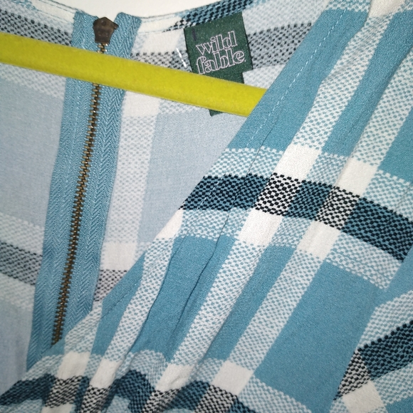 Wild Fable Wrap Front Blue Plaid Jumpsuit, Size M - Picture 6 of 14